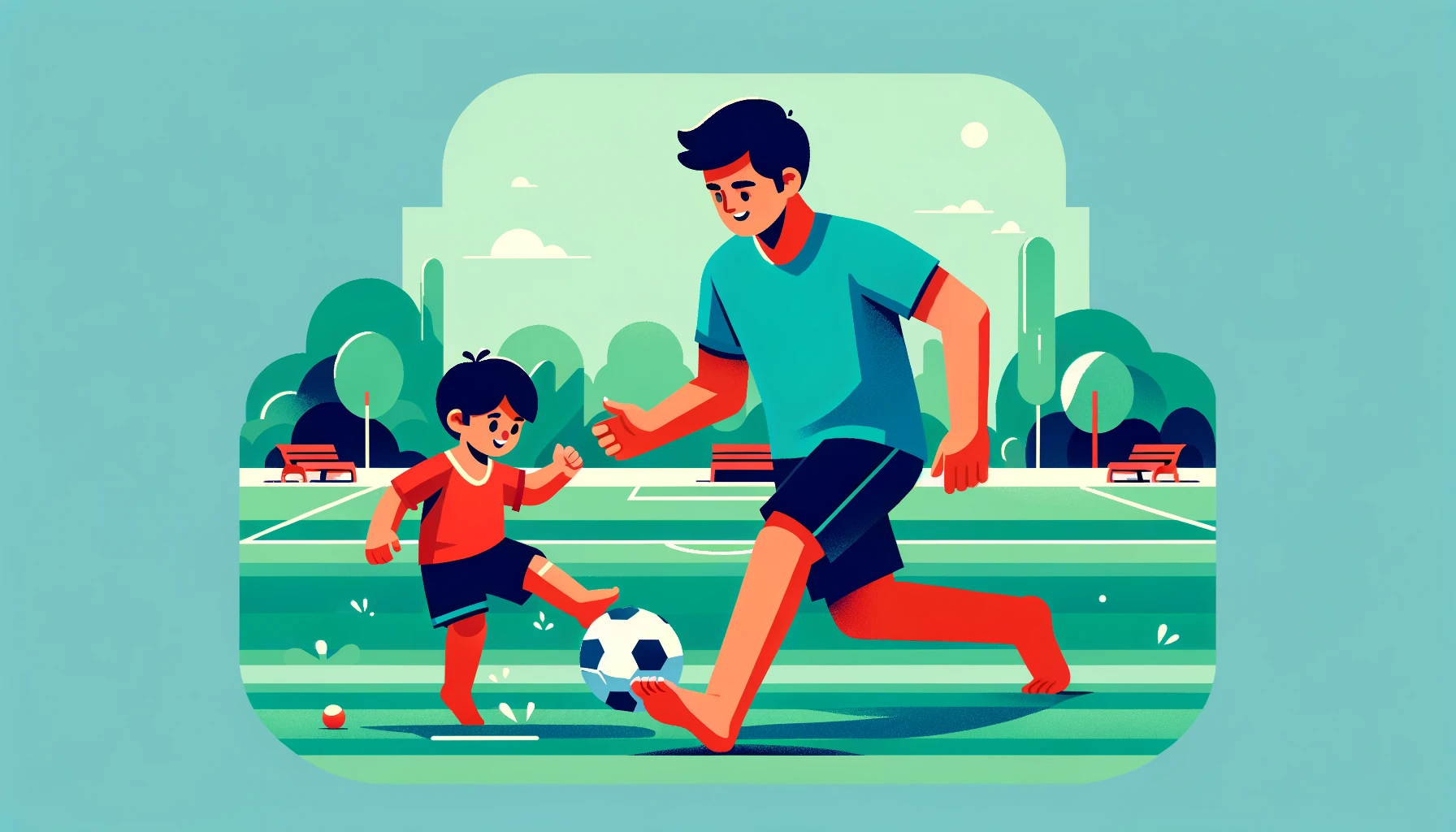 Illustration of a father playing with child